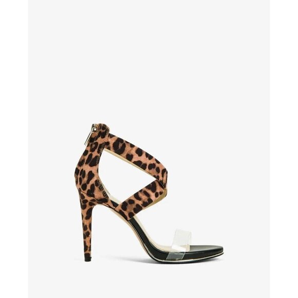 KENNETH Cole BNWOT "Brooke Cross" Vinyl Strap Heels Animal Print Women NEW - Picture 1 of 10